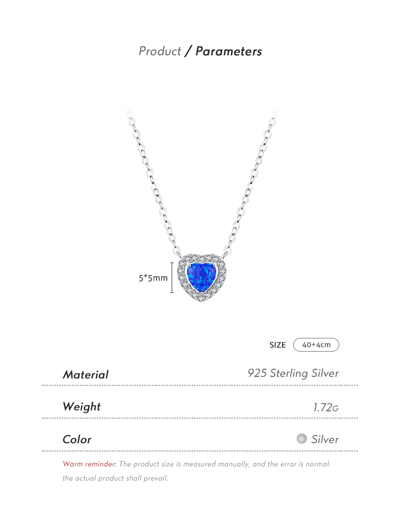 Ig-stil Elegant Pendeln Herzform Sterling Silber Überzogen Mit Rhodium Opal Halskette In Masse display picture 4