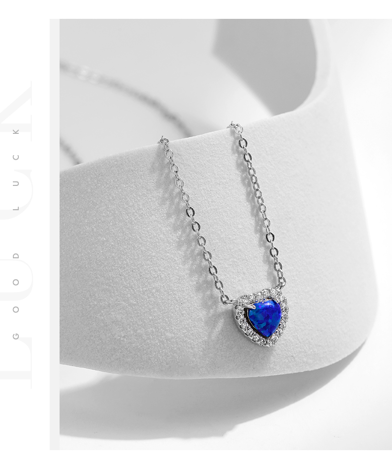 Ig Style Elegant Commute Heart Shape Sterling Silver Rhodium Plated Opal Necklace In Bulk display picture 6