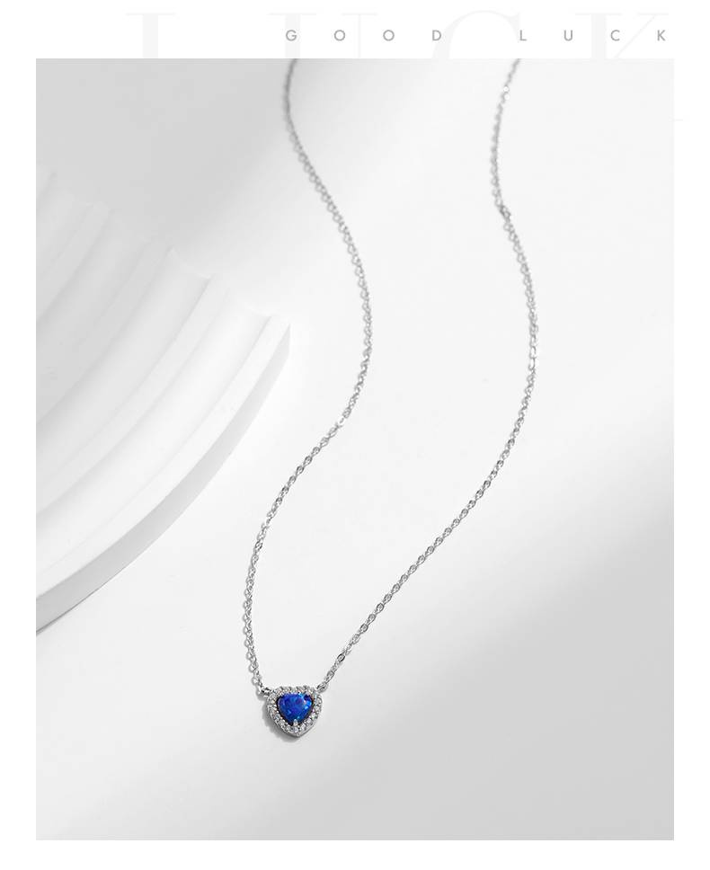 Ig-stil Elegant Pendeln Herzform Sterling Silber Überzogen Mit Rhodium Opal Halskette In Masse display picture 7