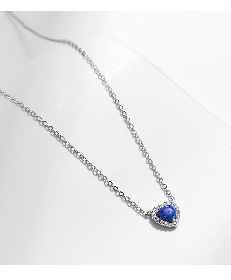 Ig-stil Elegant Pendeln Herzform Sterling Silber Überzogen Mit Rhodium Opal Halskette In Masse display picture 8