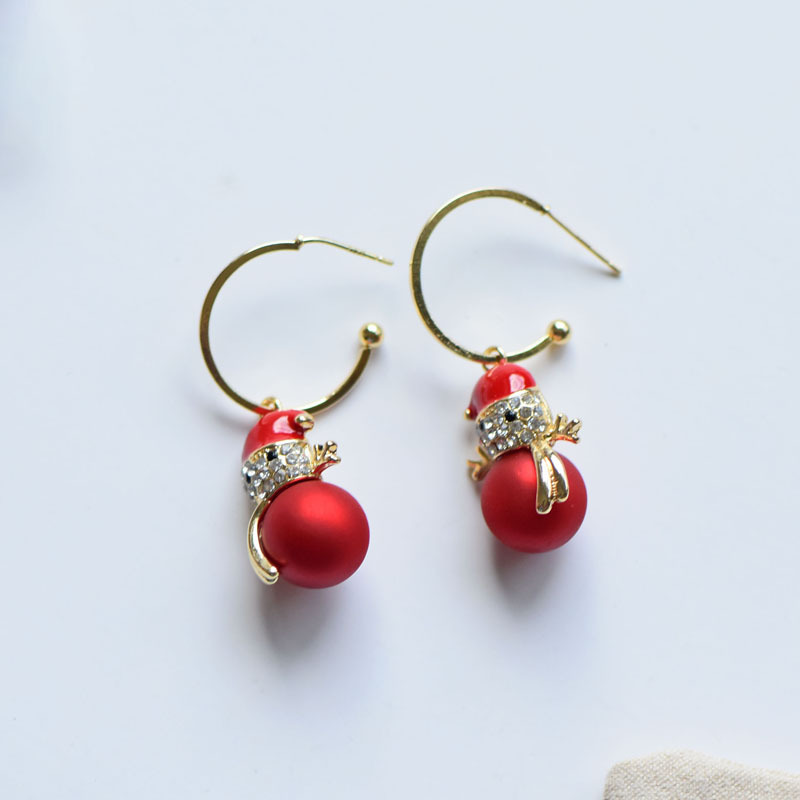 Wholesale Jewelry Cute Snowman Alloy Artificial Diamond Inlay Drop Earrings display picture 1