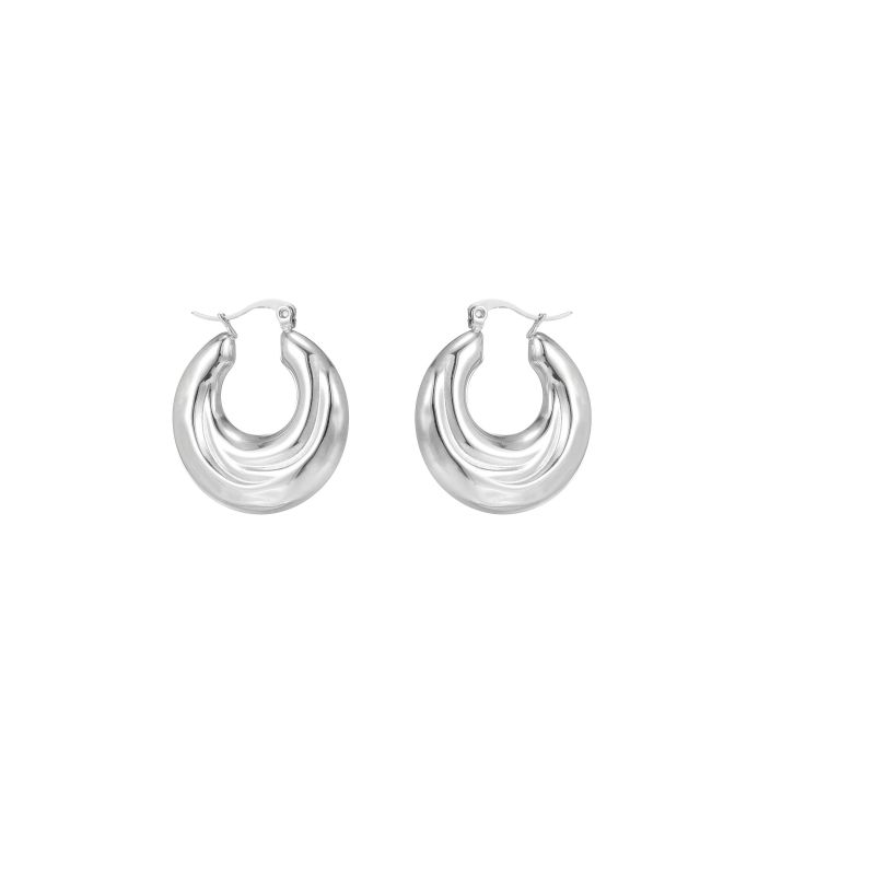 1 Pair Simple Style Commute Shiny Irregular Geometric Circle Plating Stainless Steel Earrings display picture 10