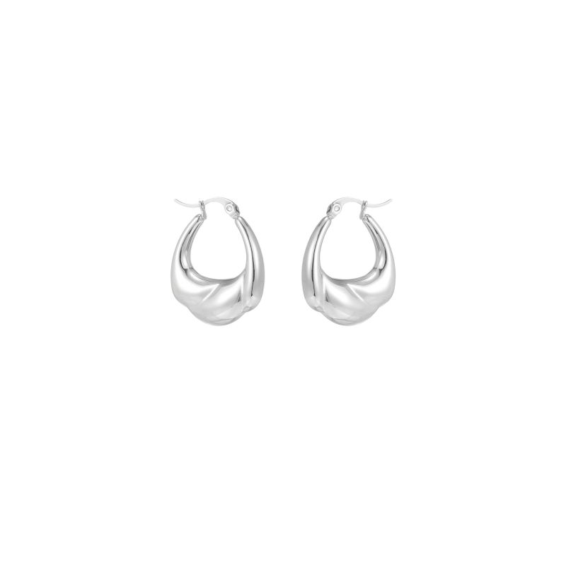 1 Pair Simple Style Commute Shiny Irregular Geometric Circle Plating Stainless Steel Earrings display picture 7