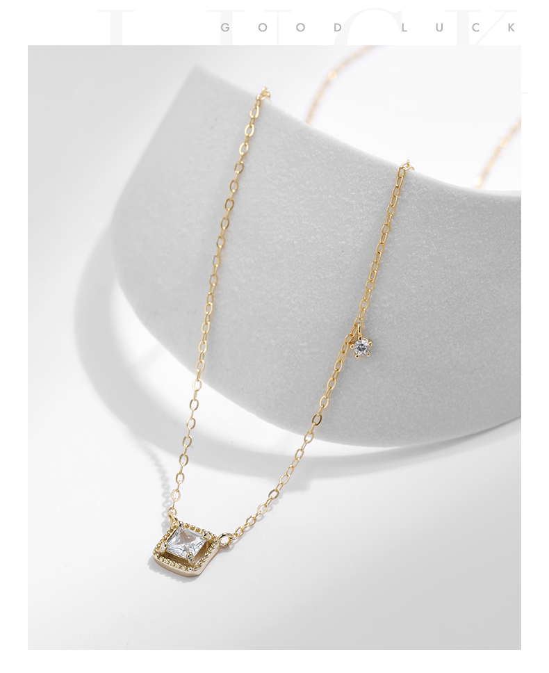Ig Style Commute Square Sterling Silver Rhodium Plated Zircon Necklace In Bulk display picture 7