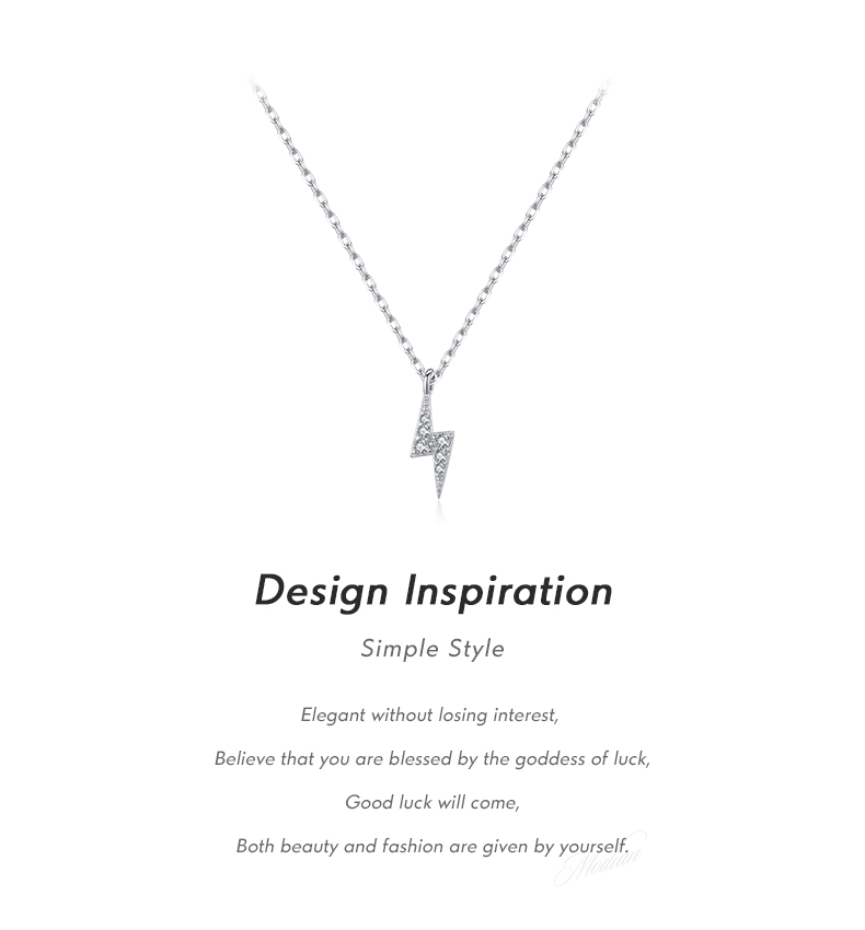 Ig Style Simple Style Commute Lightning Sterling Silver 14k Gold Plated Rhodium Plated Zircon Necklace In Bulk display picture 2