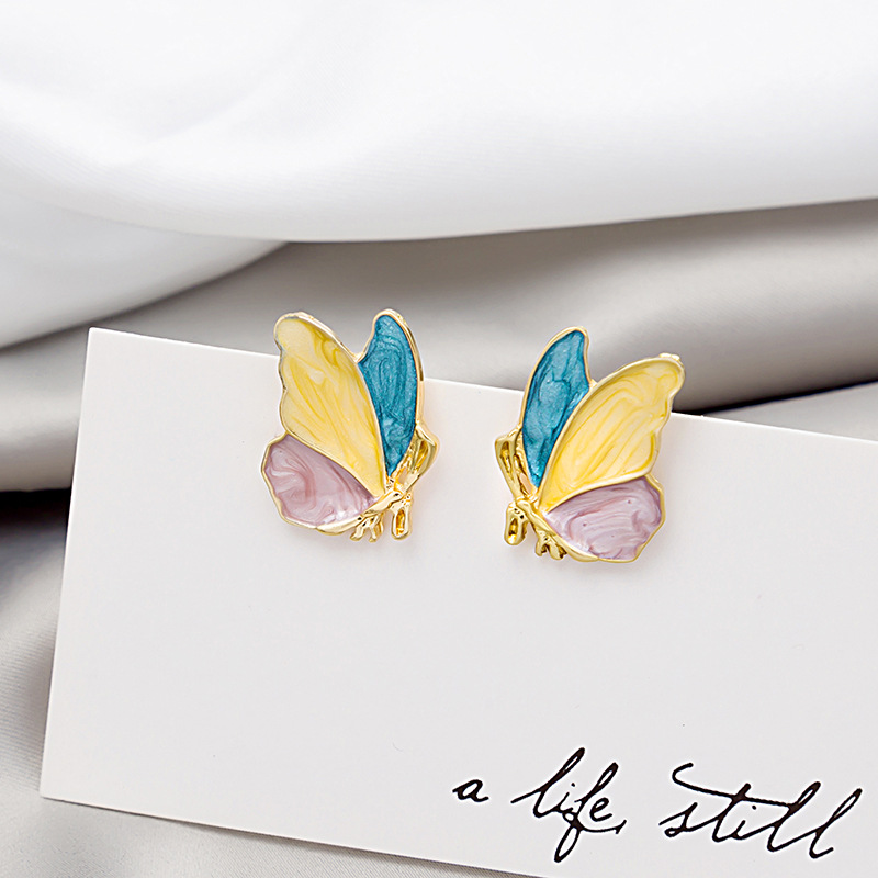 1 Pair Lady Butterfly Enamel Alloy Ear Studs display picture 3