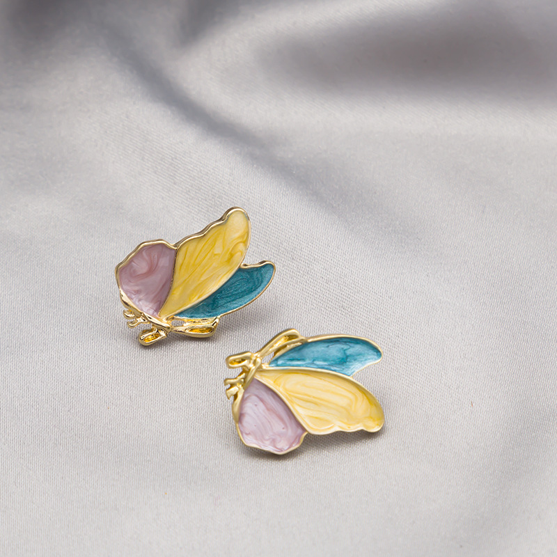 1 Pair Lady Butterfly Enamel Alloy Ear Studs display picture 4