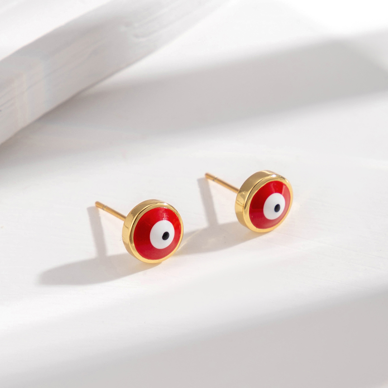 1 Pair Vintage Style Simple Style Devil's Eye Copper Ear Studs display picture 8
