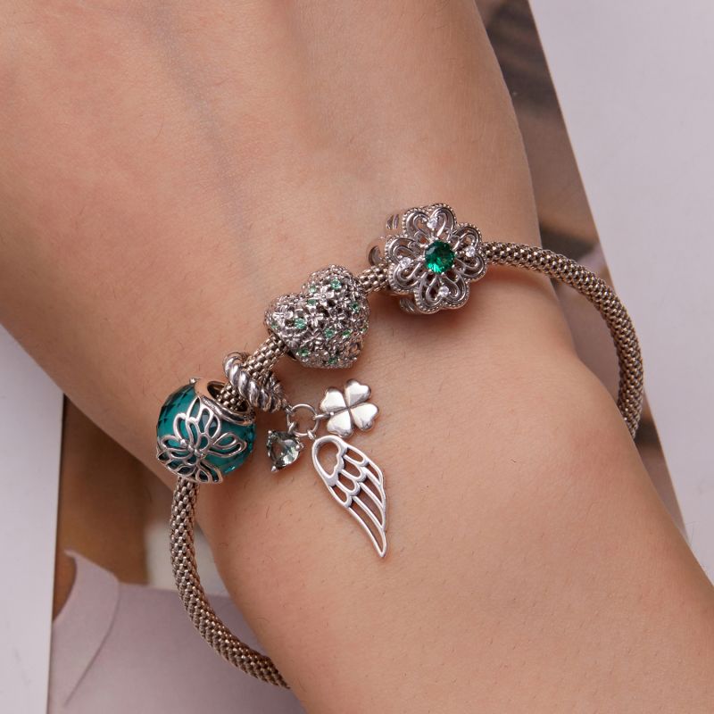Casual Four Leaf Clover Heart Shape Frog Sterling Silver Inlay Malachite Glass Zircon Jewelry Accessories display picture 22