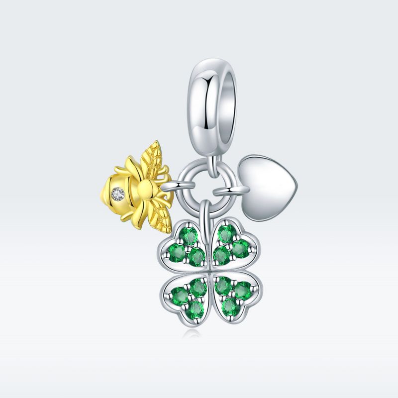 Casual Four Leaf Clover Heart Shape Frog Sterling Silver Inlay Malachite Glass Zircon Jewelry Accessories display picture 57