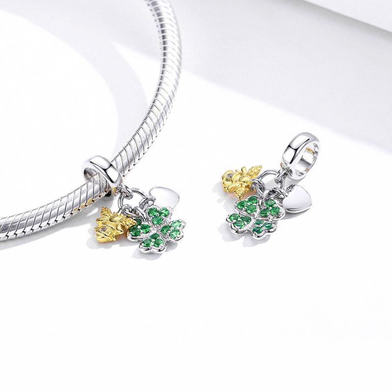 Casual Four Leaf Clover Heart Shape Frog Sterling Silver Inlay Malachite Glass Zircon Jewelry Accessories display picture 63