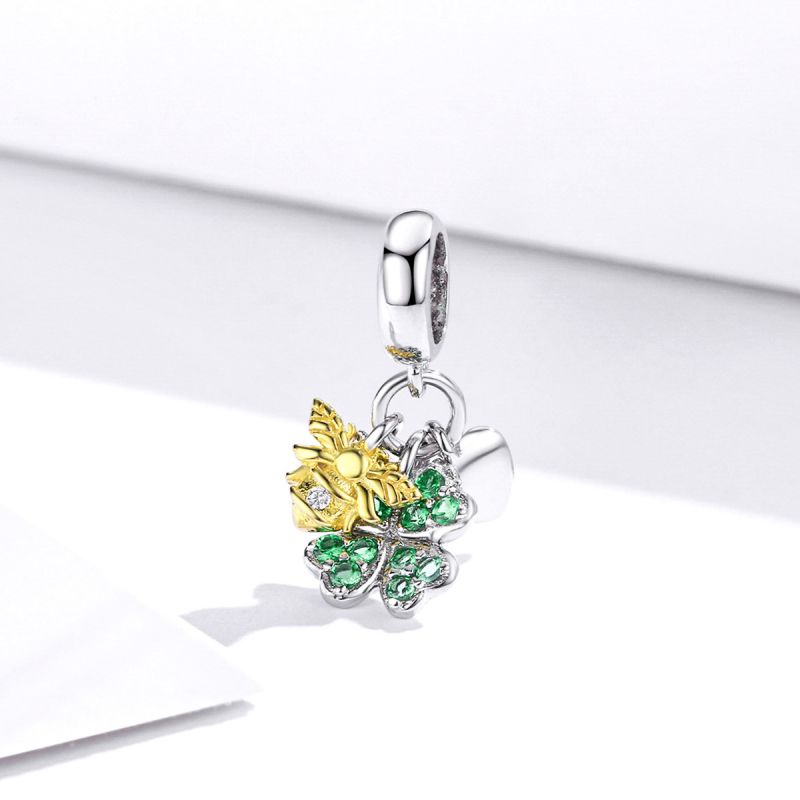 Casual Four Leaf Clover Heart Shape Frog Sterling Silver Inlay Malachite Glass Zircon Jewelry Accessories display picture 62