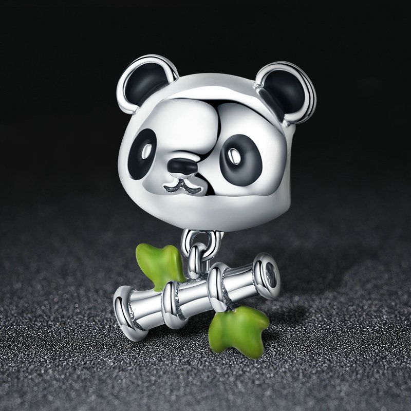 Casual Shiny Panda Sterling Silver Inlay Zircon Jewelry Accessories display picture 19