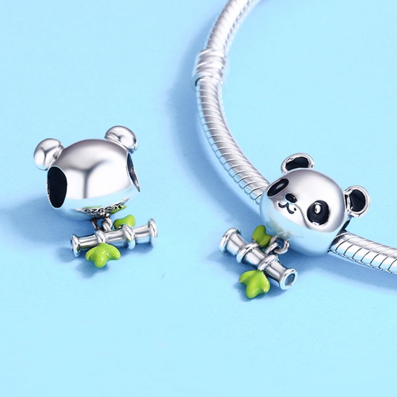 Casual Shiny Panda Sterling Silver Inlay Zircon Jewelry Accessories display picture 21