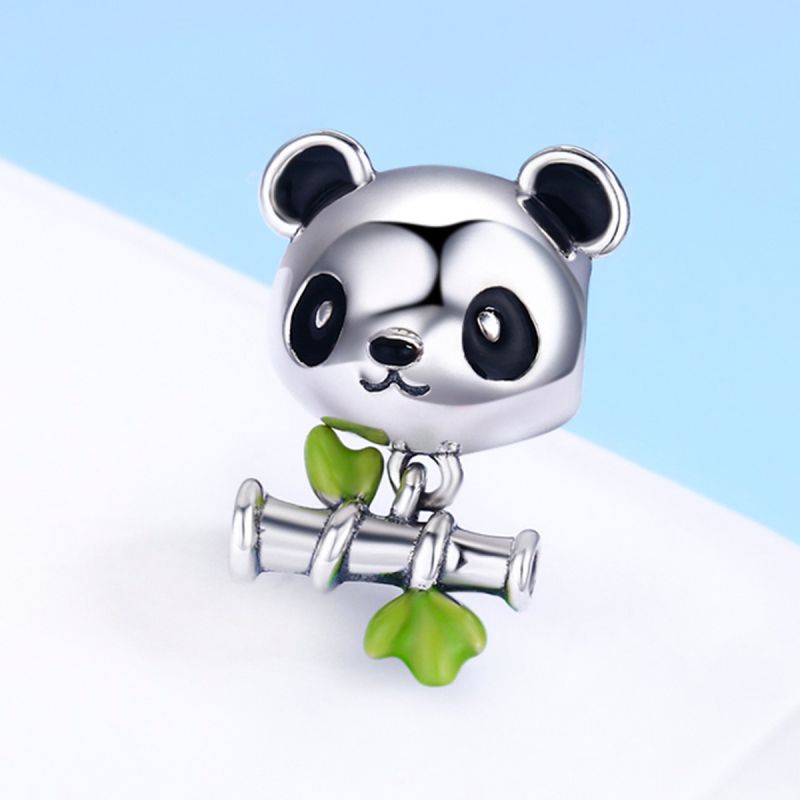 Casual Shiny Panda Sterling Silver Inlay Zircon Jewelry Accessories display picture 20