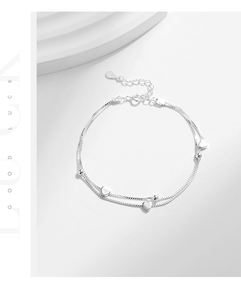 Ig-stil Süss Einfacher Stil Herzform Sterling Silber Überzogen Mit Rhodium Armbänder In Masse display picture 6