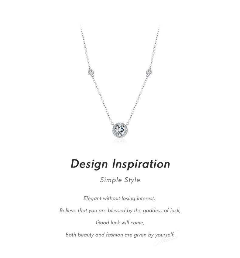 Ig Style Shiny Round Sterling Silver Rhodium Plated Zircon Necklace In Bulk display picture 2