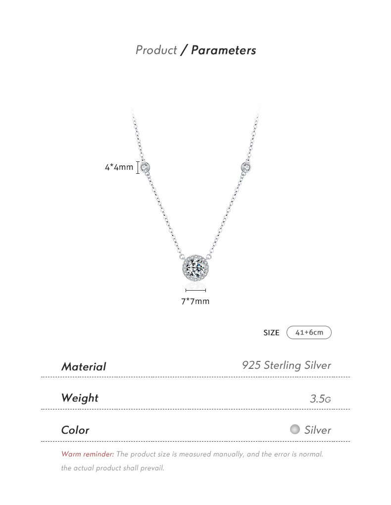 Ig Style Shiny Round Sterling Silver Rhodium Plated Zircon Necklace In Bulk display picture 4