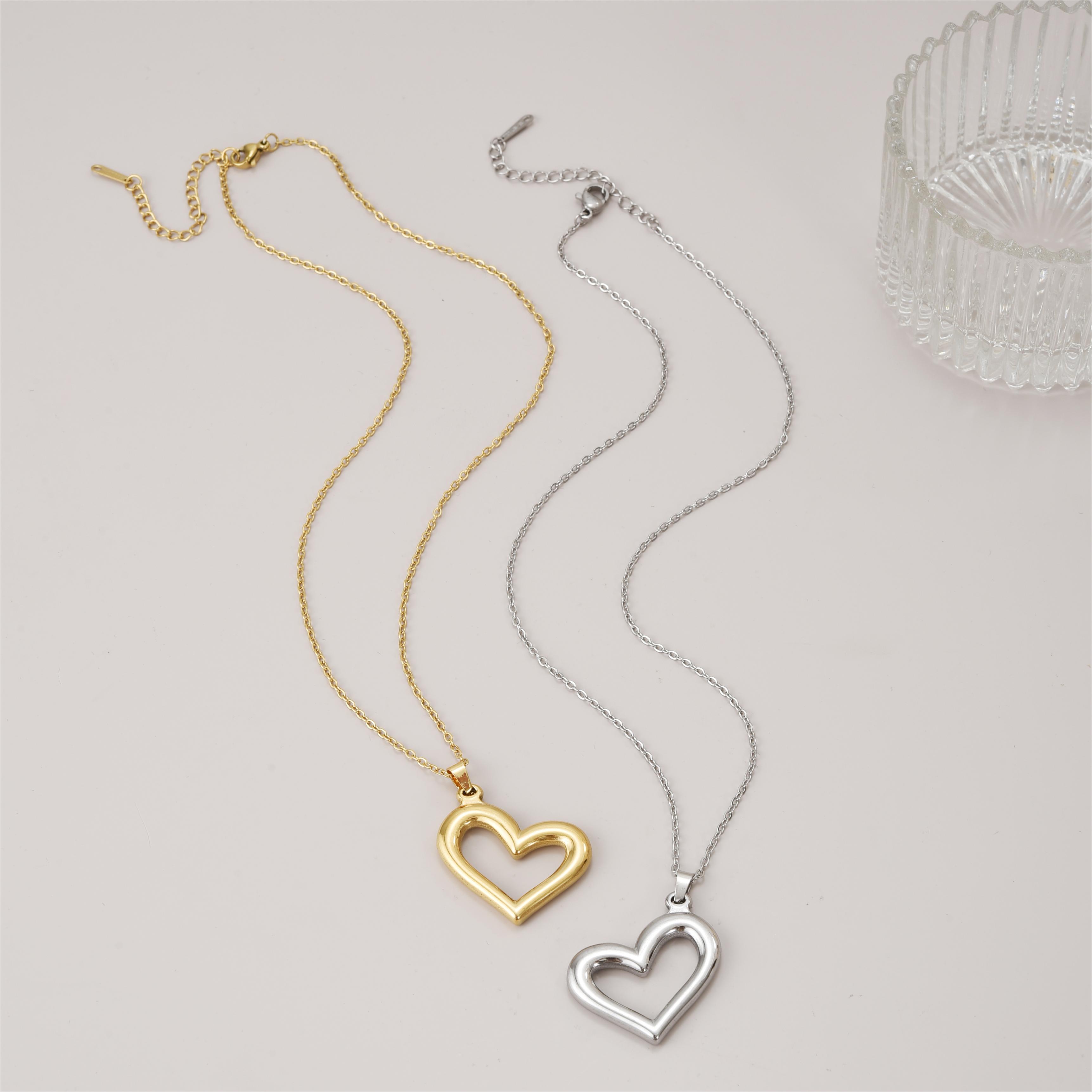 Stainless Steel 18K Gold Plated Simple Style Commute Polishing Plating Heart Shape Pendant Necklace display picture 1