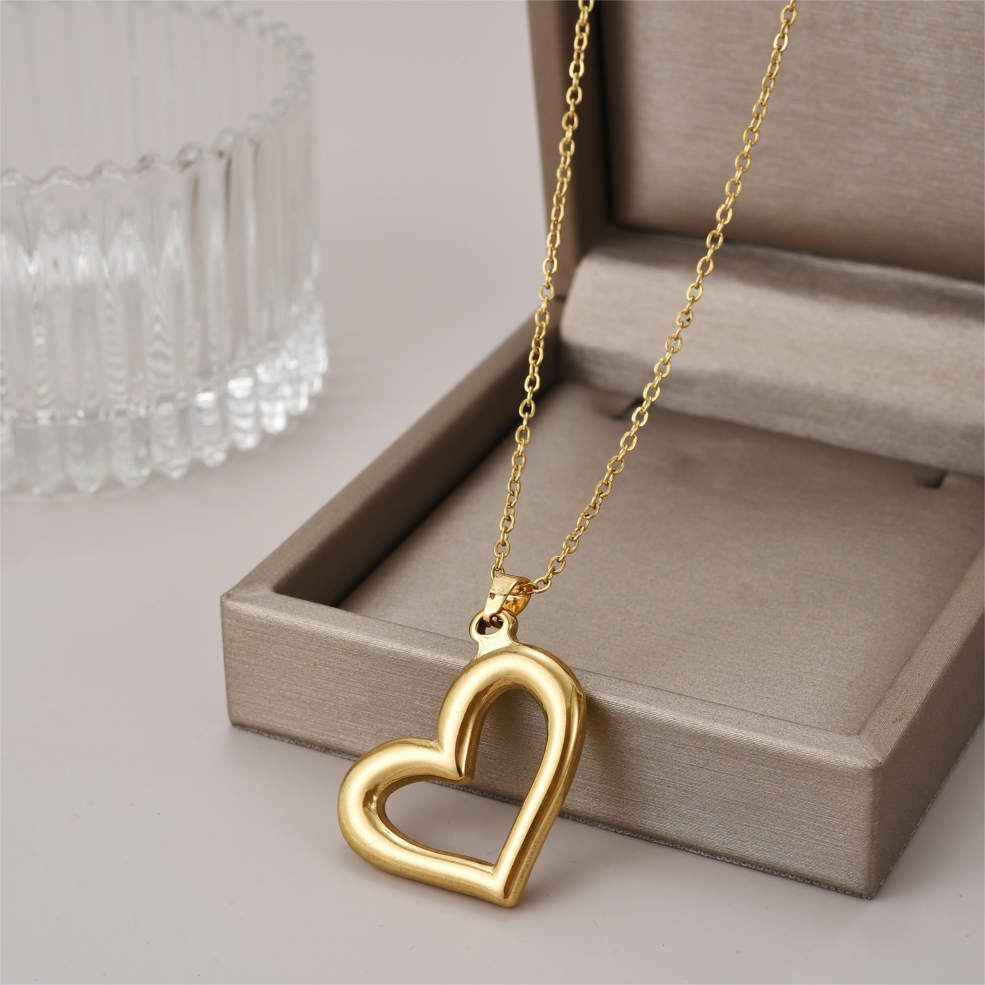 Stainless Steel 18K Gold Plated Simple Style Commute Polishing Plating Heart Shape Pendant Necklace display picture 2