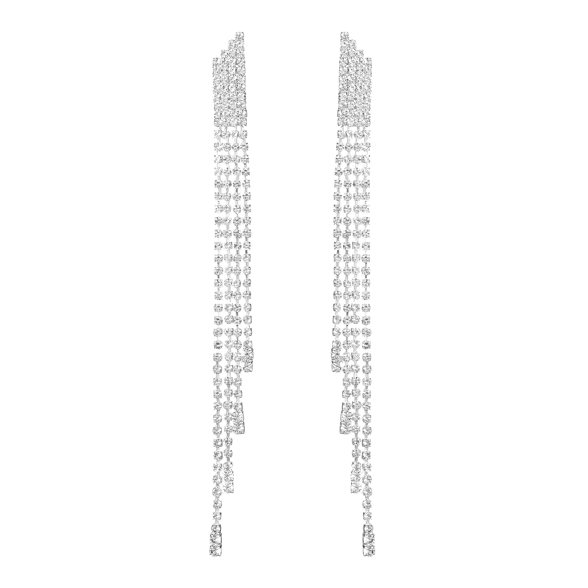 Wholesale Jewelry Ig Style Shiny Tassel Rhinestone Rhinestones Silver Plated Plating Inlay Drop Earrings display picture 1