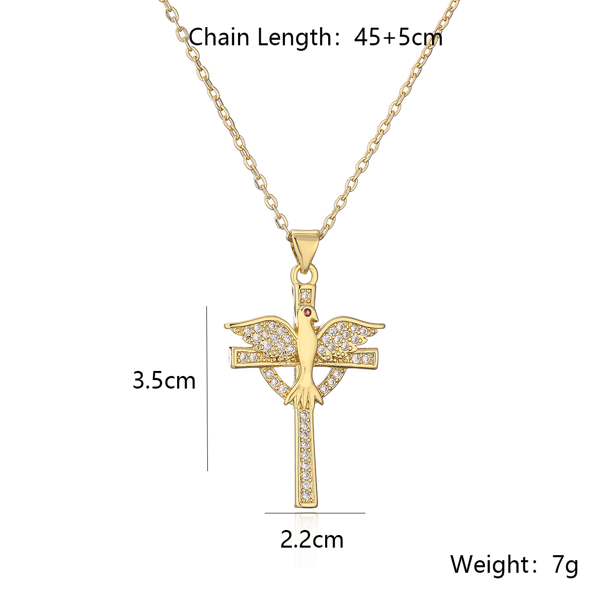 Elegant Lady Classic Style Cross Copper Plating Inlay Zircon 18k Gold Plated Pendant Necklace display picture 1