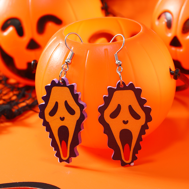 Wholesale Jewelry Hip-hop Funny Monster Skull Grimace Arylic Alloy Drop Earrings display picture 1