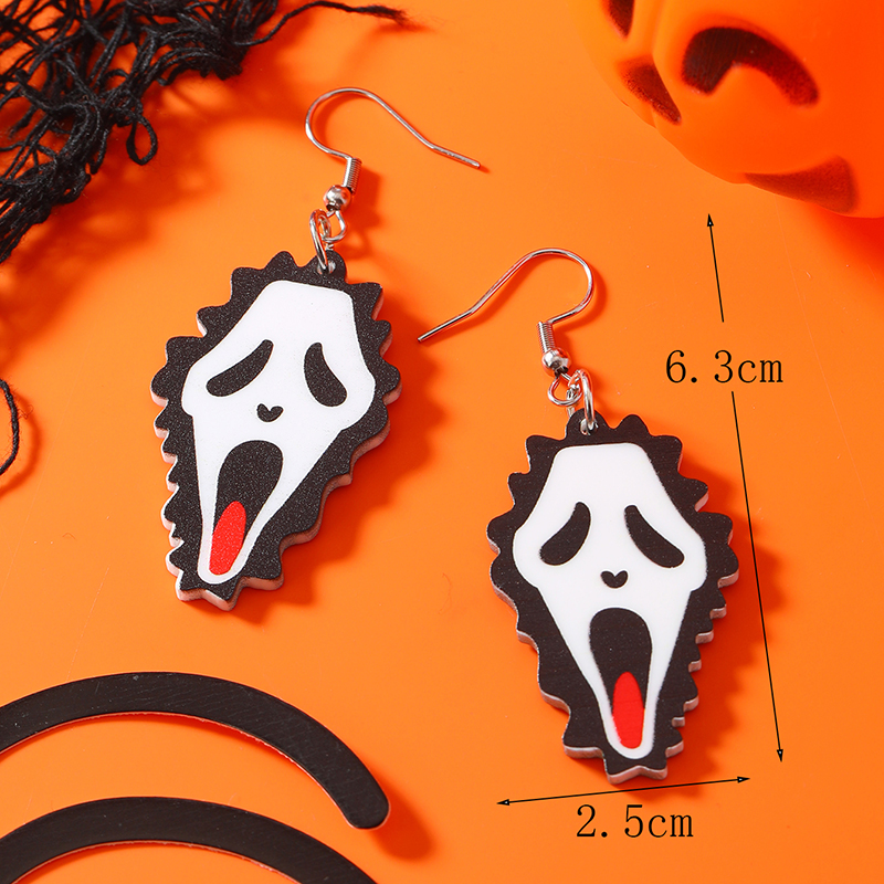 Wholesale Jewelry Hip-hop Funny Monster Skull Grimace Arylic Alloy Drop Earrings display picture 3