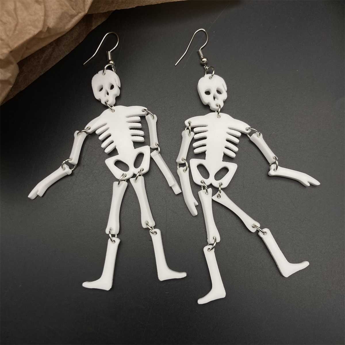 1 Paire Hip Hop Drôle Style Classique Squelette Crâne Impression Tridimensionnel Arylique Boucles D'oreilles display picture 5