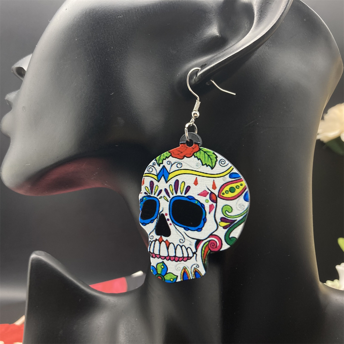 1 Pair Hip-hop Funny Classic Style Skeleton Skull Printing Three-dimensional Arylic Drop Earrings display picture 12