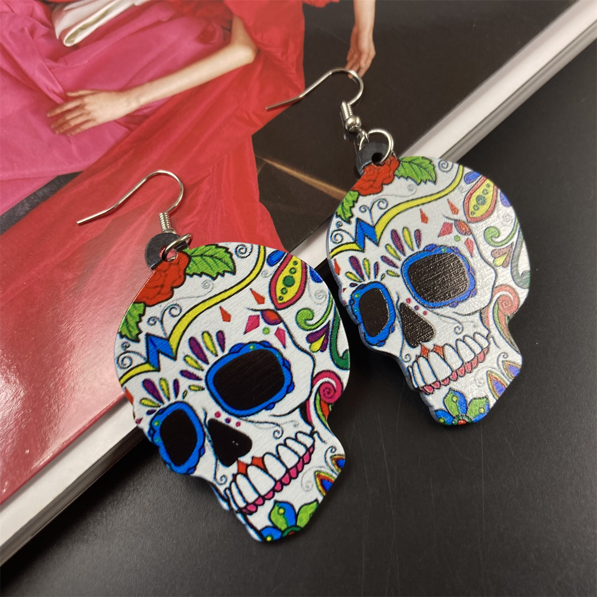 1 Pair Hip-hop Funny Classic Style Skeleton Skull Printing Three-dimensional Arylic Drop Earrings display picture 13