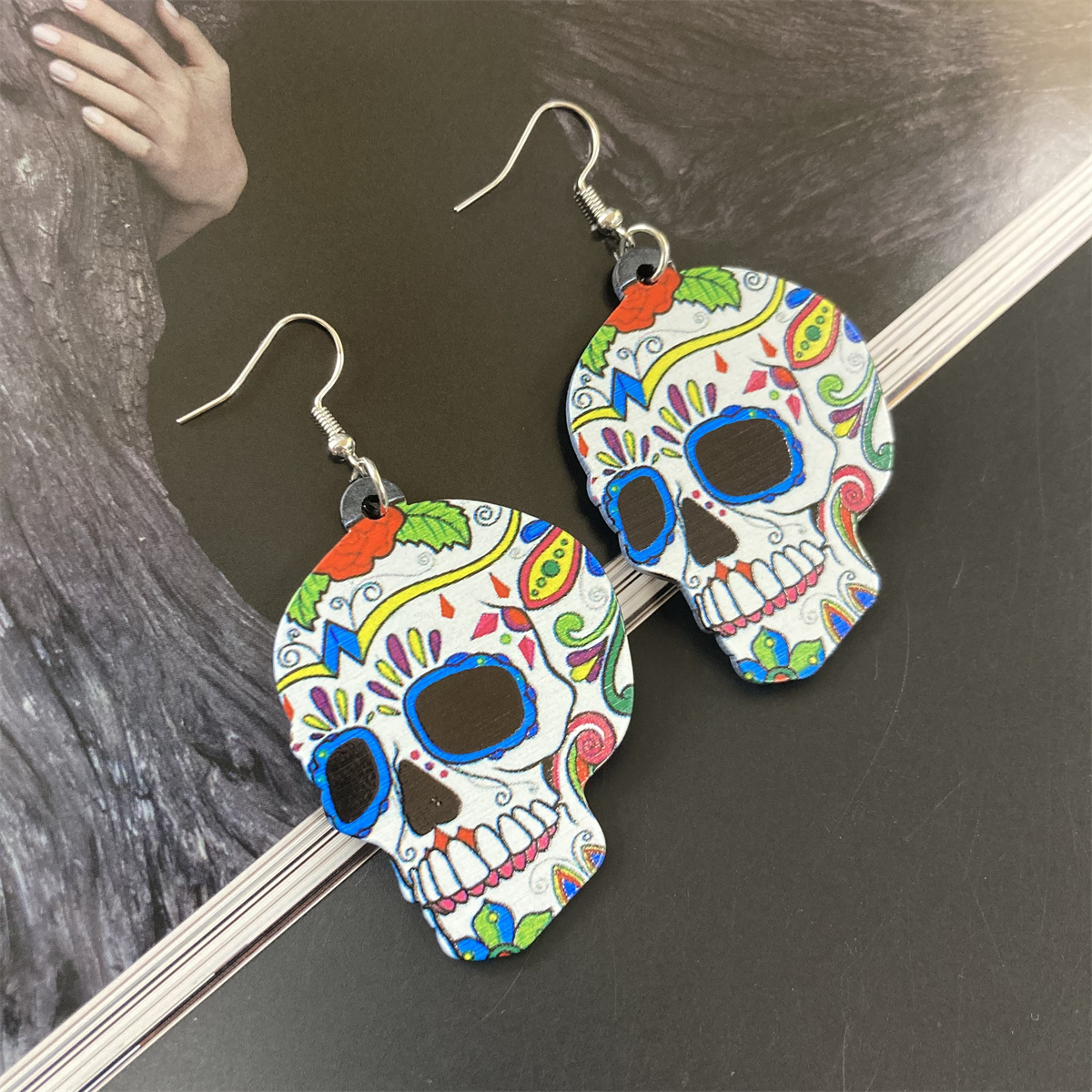 1 Pair Hip-hop Funny Classic Style Skeleton Skull Printing Three-dimensional Arylic Drop Earrings display picture 14