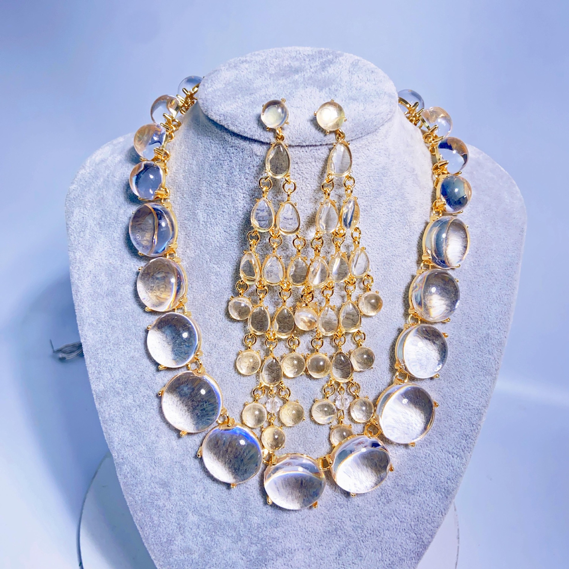 Elegant Glam Klassischer Stil Wassertropfen Harz Legierung Großhandel Ohrringe Halskette display picture 13