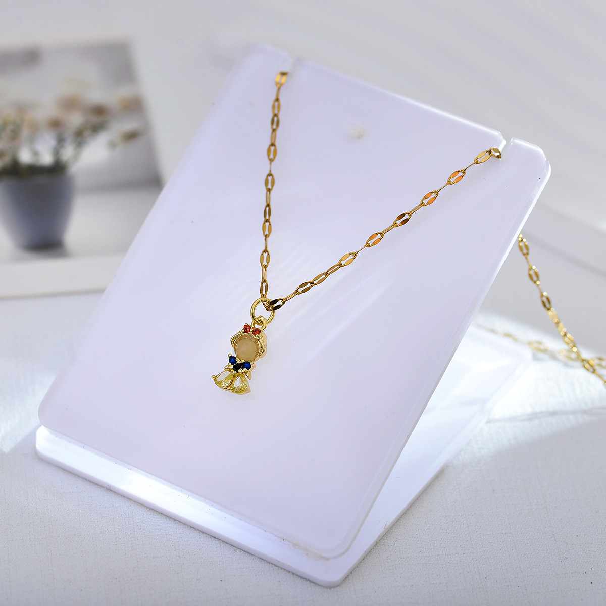 Simple Style Geometric Titanium Steel Copper Plating Inlay Zircon Pendant Necklace display picture 3