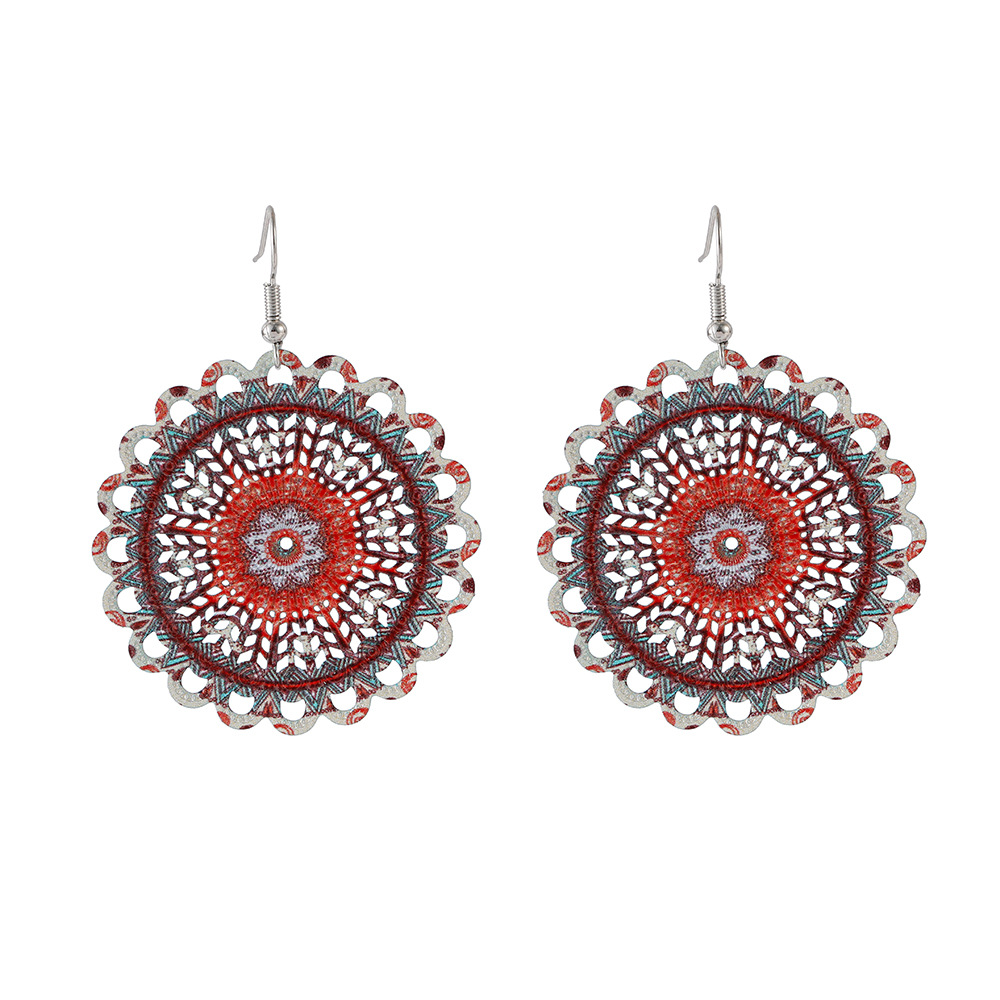 Wholesale Jewelry Baroque Style Round Metal Printing Drop Earrings display picture 5
