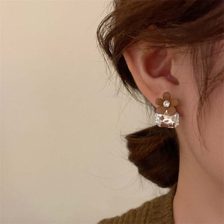 1 Pair 2 Pairs Elegant Flower Artificial Gemstones Alloy Drop Earrings display picture 1