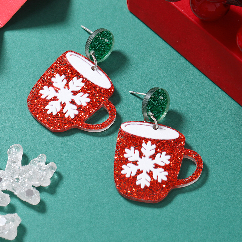 1 Pair Cute Christmas Tree Christmas Socks Snowflake Painted Arylic Drop Earrings display picture 23
