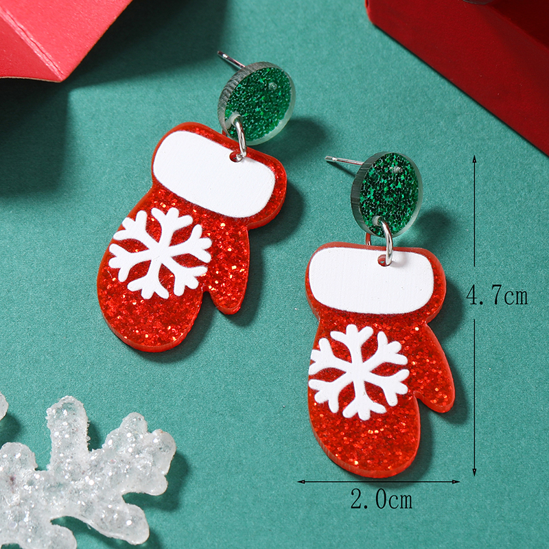 1 Pair Cute Christmas Tree Christmas Socks Snowflake Painted Arylic Drop Earrings display picture 19
