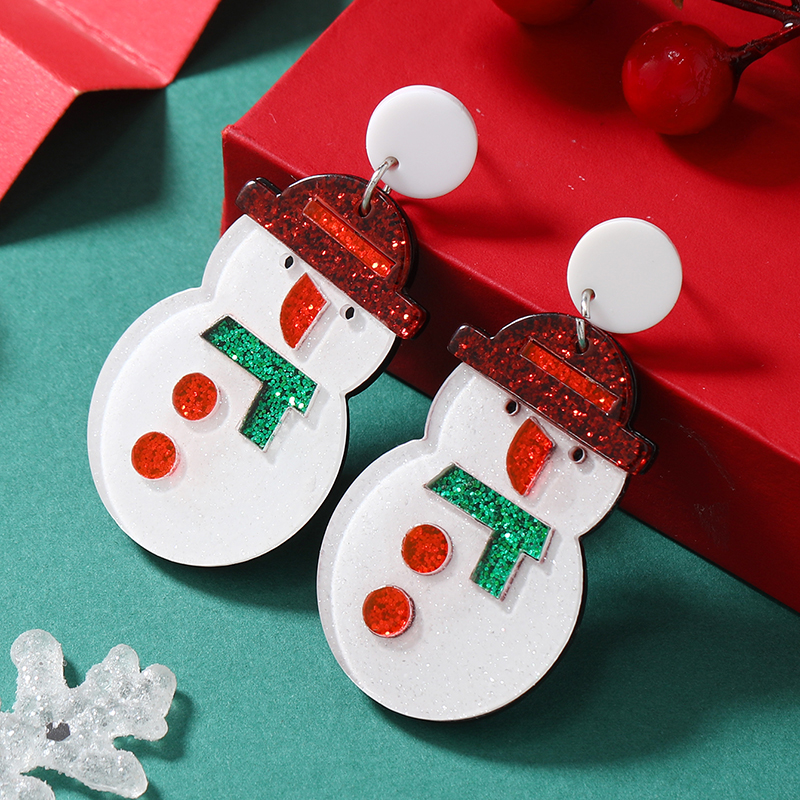 1 Pair Cute Christmas Tree Christmas Socks Snowflake Painted Arylic Drop Earrings display picture 1