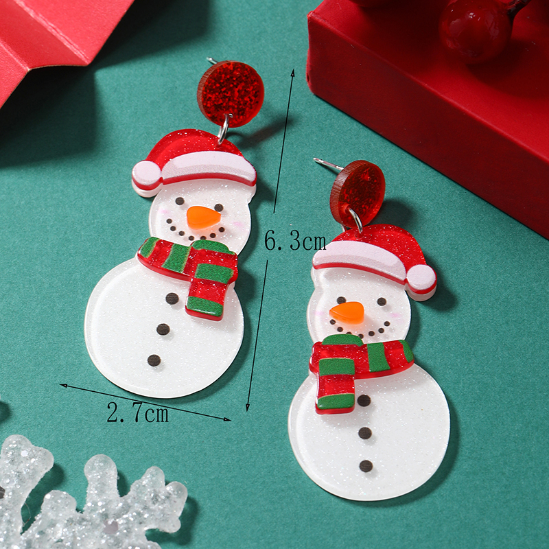 1 Pair Cute Christmas Tree Christmas Socks Snowflake Painted Arylic Drop Earrings display picture 8