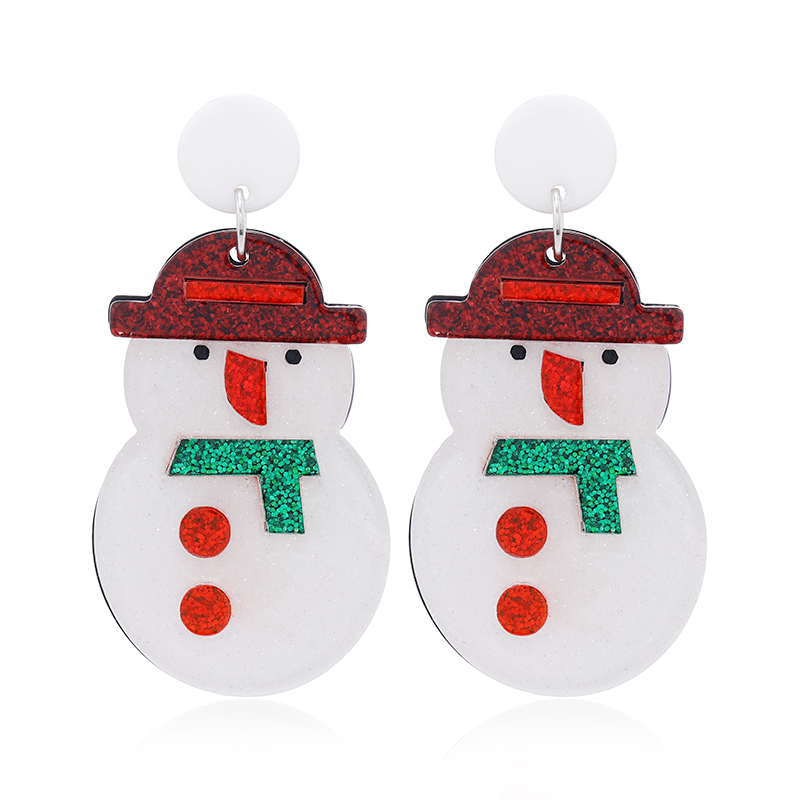 1 Pair Cute Christmas Tree Christmas Socks Snowflake Painted Arylic Drop Earrings display picture 4