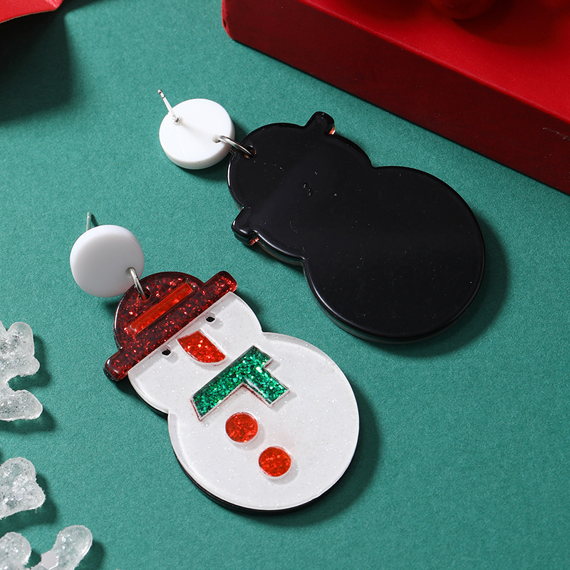 1 Pair Cute Christmas Tree Christmas Socks Snowflake Painted Arylic Drop Earrings display picture 6
