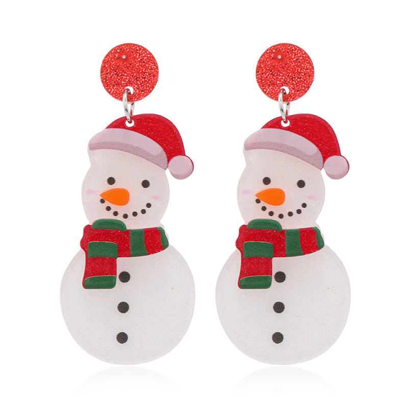 1 Pair Cute Christmas Tree Christmas Socks Snowflake Painted Arylic Drop Earrings display picture 9