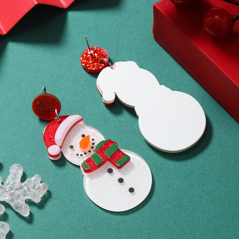 1 Pair Cute Christmas Tree Christmas Socks Snowflake Painted Arylic Drop Earrings display picture 10