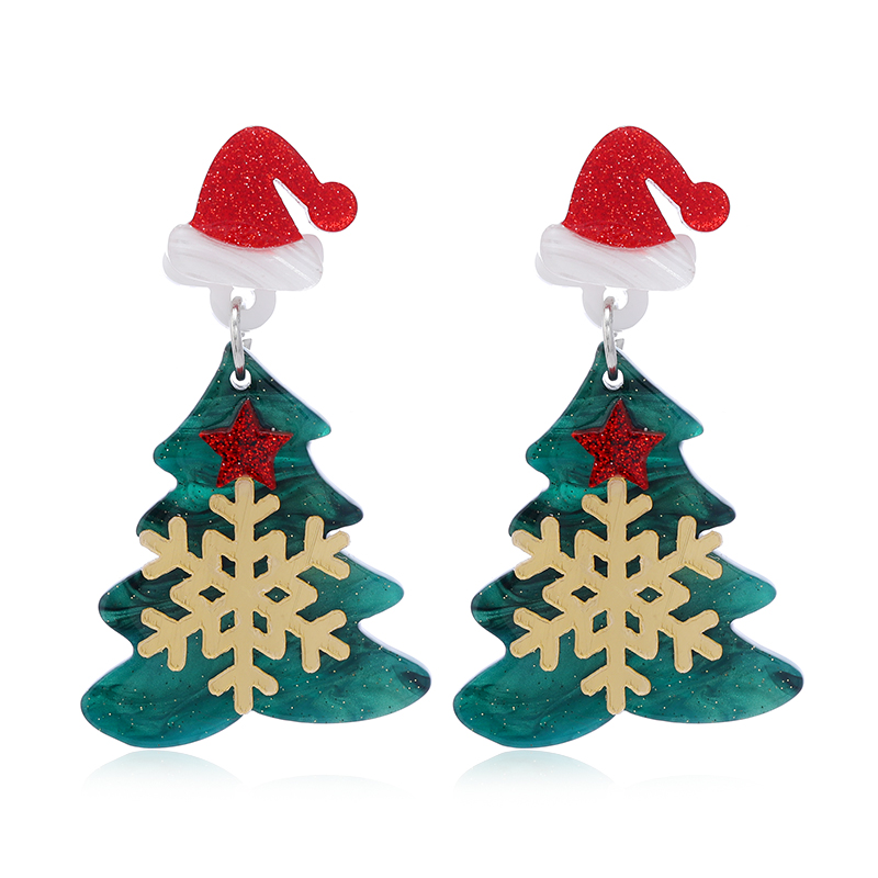 1 Pair Cute Christmas Tree Christmas Socks Snowflake Painted Arylic Drop Earrings display picture 17