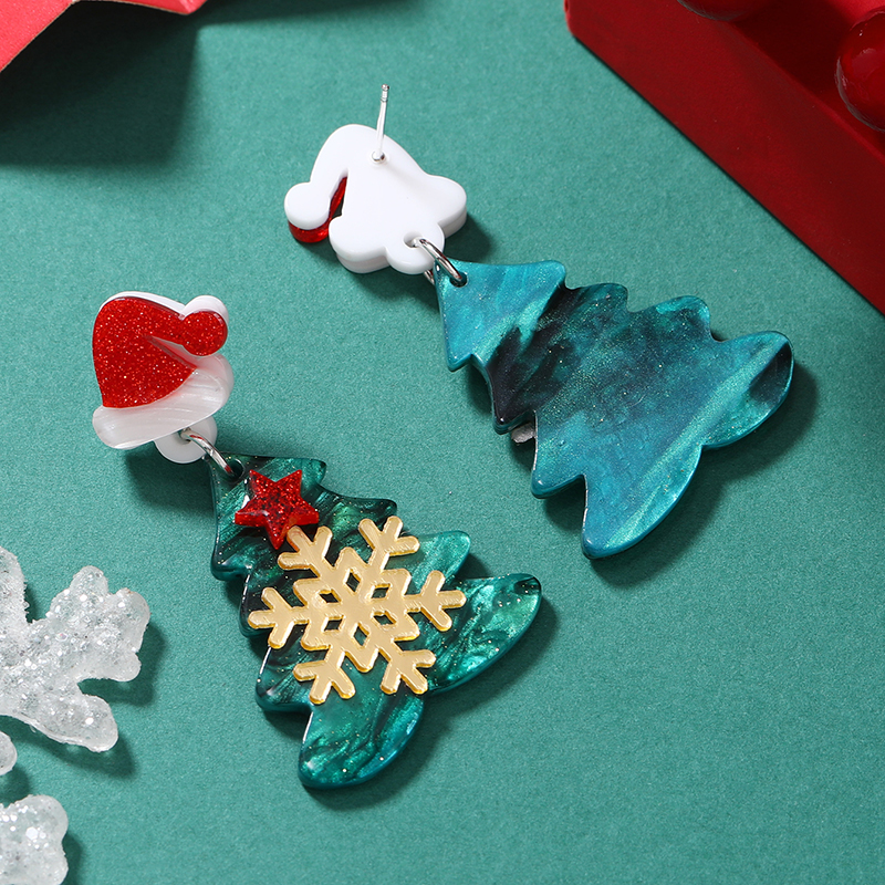 1 Pair Cute Christmas Tree Christmas Socks Snowflake Painted Arylic Drop Earrings display picture 18