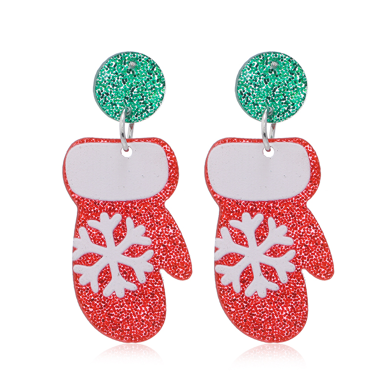 1 Pair Cute Christmas Tree Christmas Socks Snowflake Painted Arylic Drop Earrings display picture 21