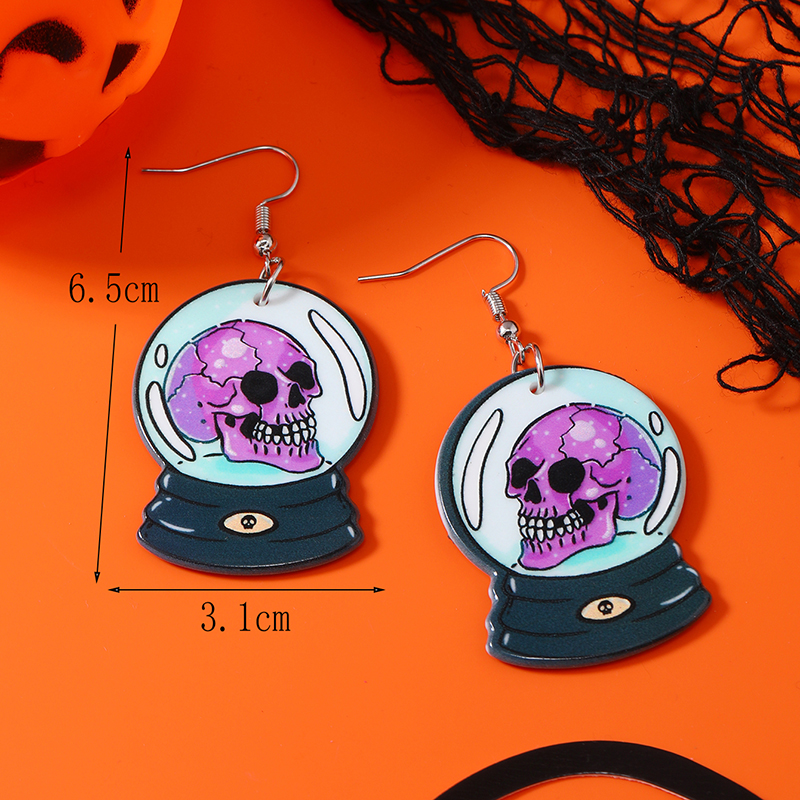 1 Pair Funny Heart Shape Skull Painted Arylic Drop Earrings display picture 19