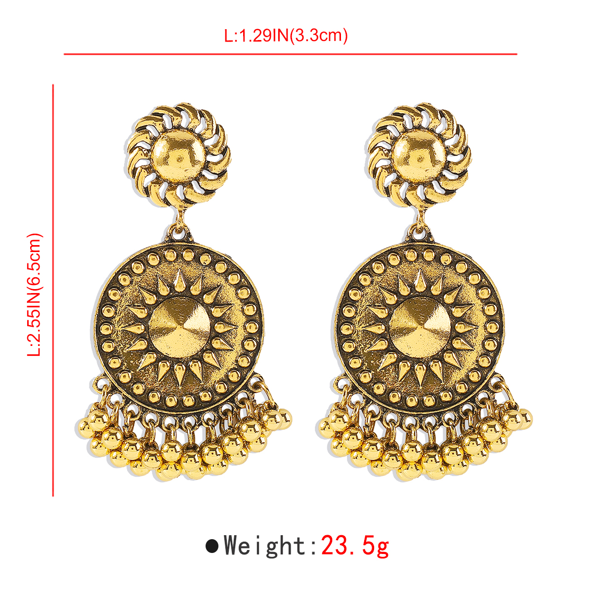 1 Pair Vintage Style Simple Style Roman Style Sun Alloy Drop Earrings display picture 4