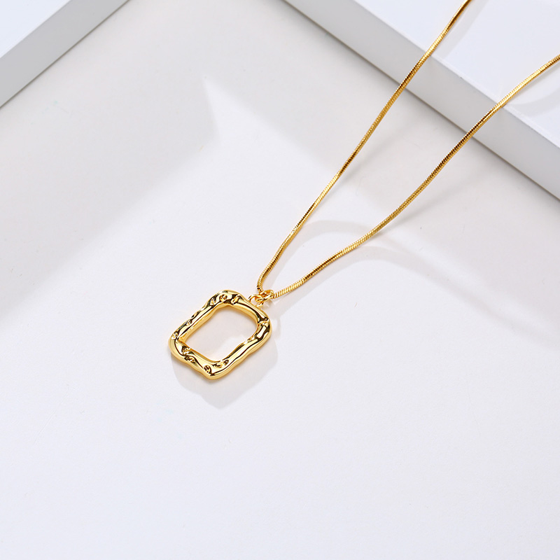 Wholesale Simple Style Square Brass Plating Gold Plated Pendant Necklace display picture 2